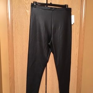 Black faux leather leggings